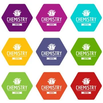 Research lab icons set 9 Stock Illustration