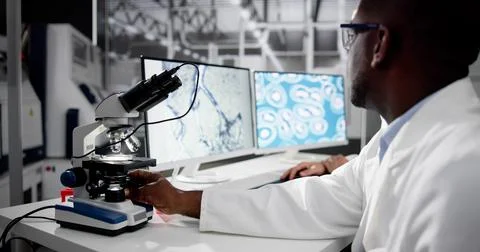 Research Lab Scientist Using Computer Stock Photos