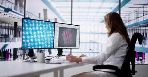 Research Lab Scientist Using Computer. Medical Science Foto stock