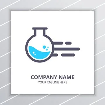 Research Lab Speed Logo Design Concept, laboratory bottle element Stock Illustration