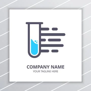 Research Lab Speed Logo Design Concept, laboratory bottle element Stock Illustration