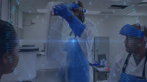 Research lab technician opening unit lid and extracting rack for examining tubes Stock Footage 312467961