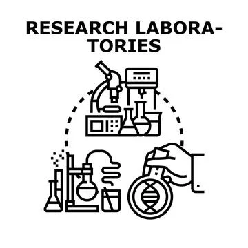 Research laboratories conducting scientific experiments and analysis Stock Illustration