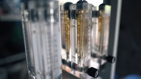 Research in the laboratory - measuring indicators of temperature and pressure Stock Footage 117965430