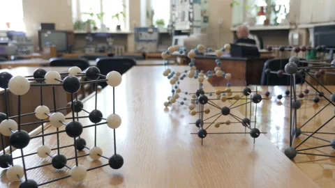 Research laboratory with molecular structures. Slider view. Closeup Stock Footage 93650536