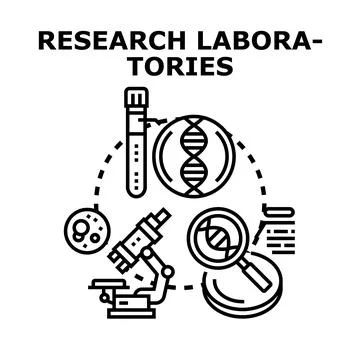 Research laboratory process developing scientific medical discovery Illustrazione stock