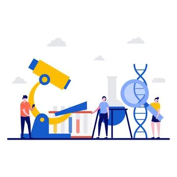 Research laboratory, science development technology concept with tiny chara.. Stock Illustration