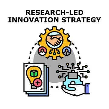 Research leading innovation strategy development with teamwork Stock Illustration