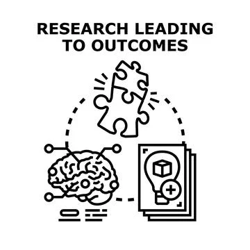 Research leading to outcomes concept for problem solving Stock Illustration