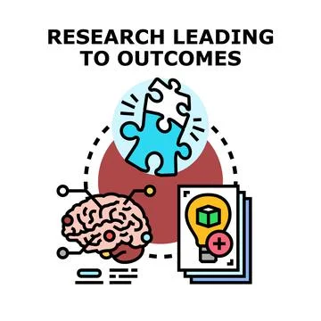 Research leading to outcomes concept for problem solving Stock Illustration