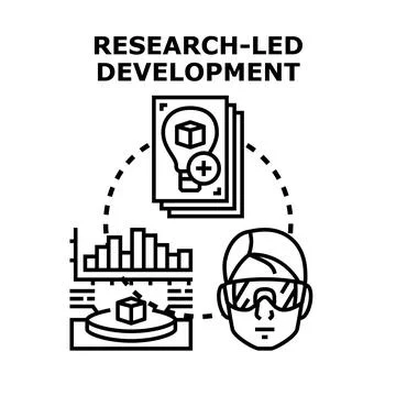 Research led development concept creating innovative business solutions Stock Illustration