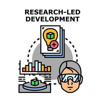 Research led development concept creating innovative business solutions Stock Illustration