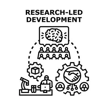 Research led development concept with team collaboration Stockillustratie