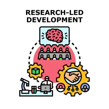 Research led development concept with team collaboration Stock Illustration