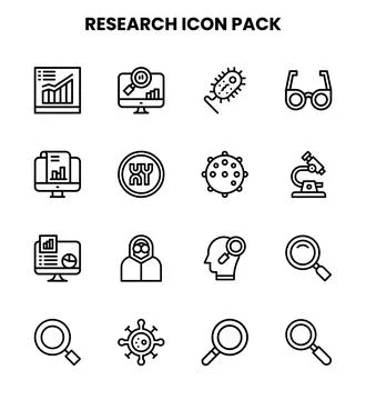 Research Line Bundle Icons Pack Stock Illustration