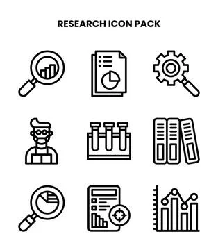 Research Line Collection Icons Pack Stock Illustration