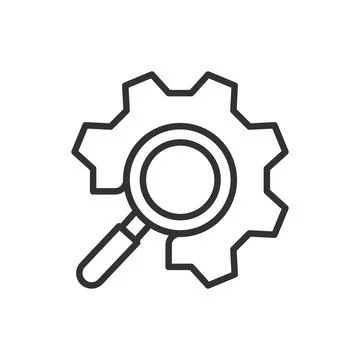 Research, in line design. Research, analysis, data, study, investigation Stock Illustration
