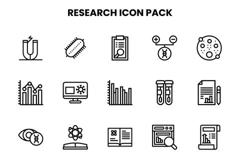 Research Line Icons Pack 스톡 일러스트