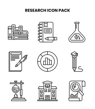 Research Line Icons Pack Stock Illustration