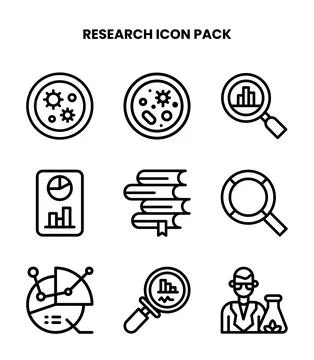 Research Line Icons Pack 스톡 일러스트