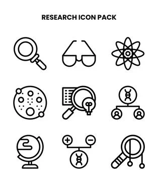 Research Line Icons Pack Stock Illustration