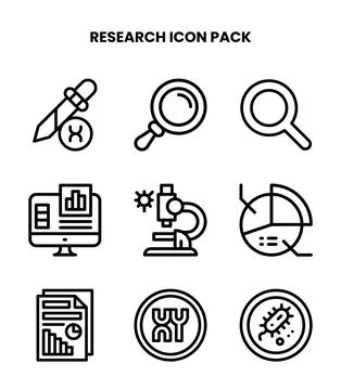 Research Line Scalable Icons Pack Stock Illustration