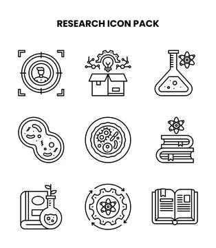 Research Line Set Icons Pack Stock Illustration