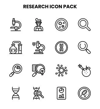 Research Line Set Icons Pack Stock Illustration