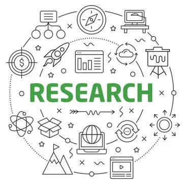 Research Linear illustration slide for the presentation Stock Illustration