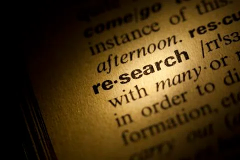 Research meaning in dictionary Stock Photos