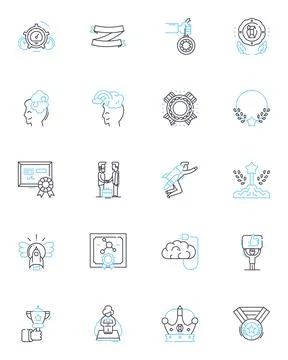 Research methodology linear icons set. Sampling, Survey, Quantitative Stockillustratie