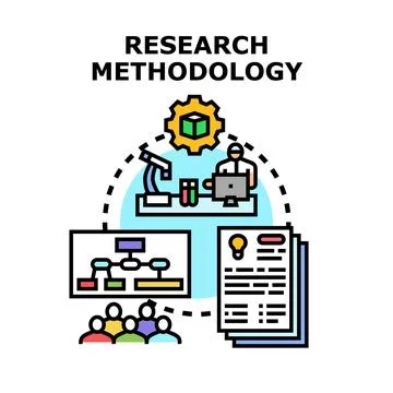 Research methodology processing data and analyzing information Illustrazione stock