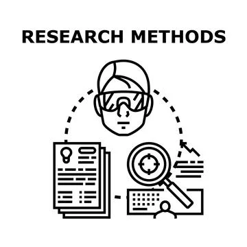Research methods process for collecting analyzing data Stock Illustration