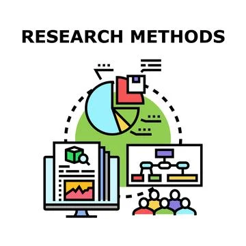 Research methods process for data analysis and development Stock Illustration