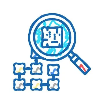 Research neural network icon doodle illustration Illustrazione stock
