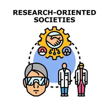 Research oriented societies fostering collaboration, science, and innovation Stock Illustration