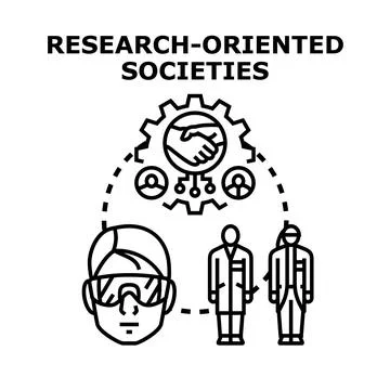 Research oriented societies fostering collaboration, science, and innovation Stock Illustration