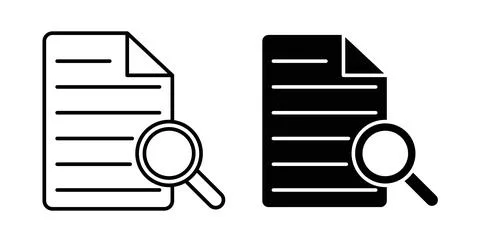 Research paper icon symbol. Vector illustration pack in black color. Stock Illustration