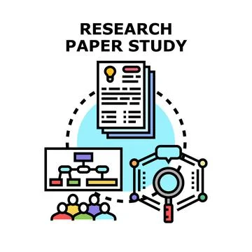 Research paper study analyzing data and information Stockillustratie
