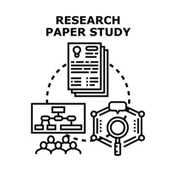 Research paper study analyzing data and information Stockillustratie
