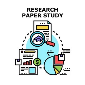 Research paper study analyzing educational and financial data Stock Illustration