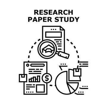 Research paper study analyzing educational and financial data Stock Illustration