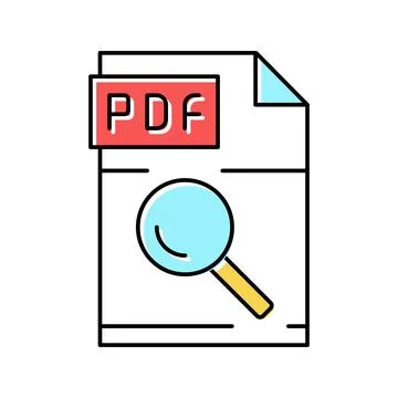 Research pdf file document color icon vector illustration Illustrazione stock