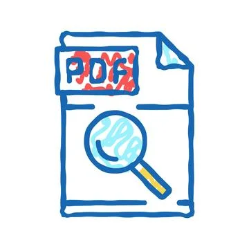 Research pdf file document icon doodle illustration Stock Illustration