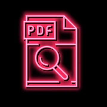 Research pdf file document neon glow icon illustration Stock Illustration