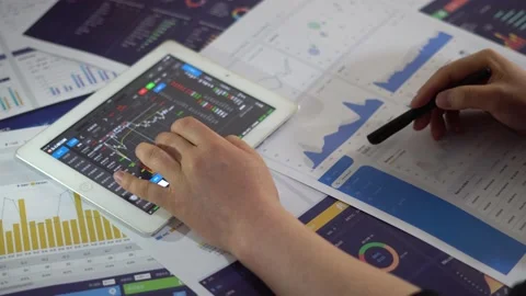 Research on the performance data analysis of financial statements of financi Stock Footage 153910643