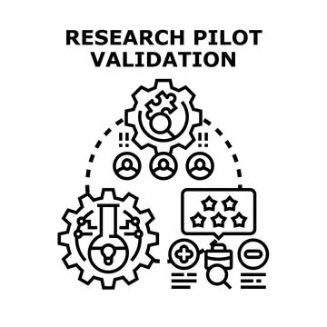 Research pilot validation process planning data analysis Stock Illustration
