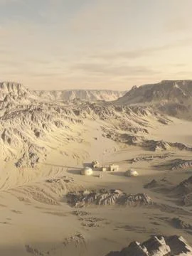 Research Post on a Desert Planet Stock Illustration