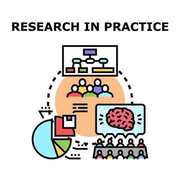 Research process combining data analysis and collaboration Stock Illustration