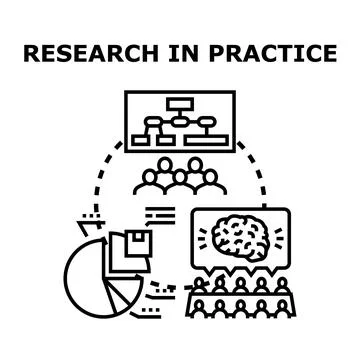 Research process combining data analysis and collaboration Stock Illustration